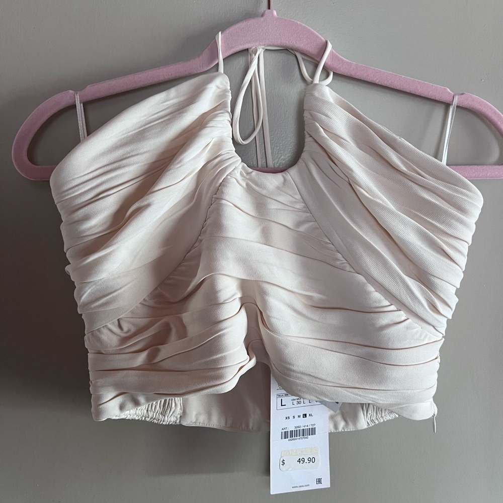 ZARA SATIN CROP HALTER TOP